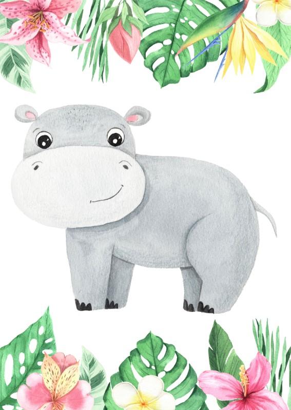 Girls: Set of 3 - Watercolor-Tropical-Animals (1) Canvas & More 