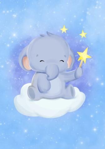 Boys: Set of 3 - Baby elephant on the moon Canvas & More 