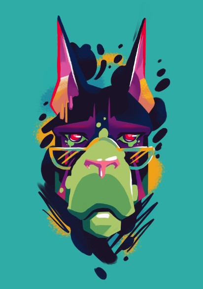 Teen Boys: Set of 1 -  Grafitti Doberman