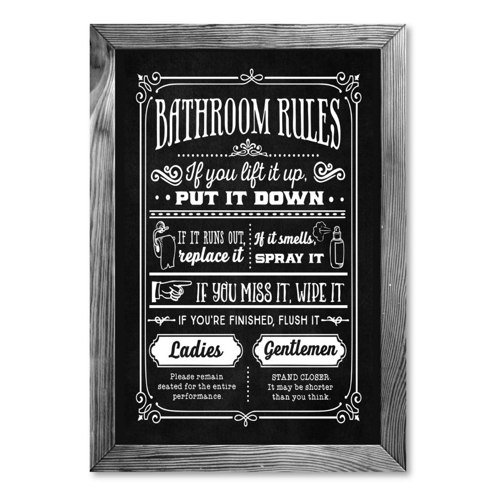 PVC Bathroom Rules Sign (Black) – Canvas & More