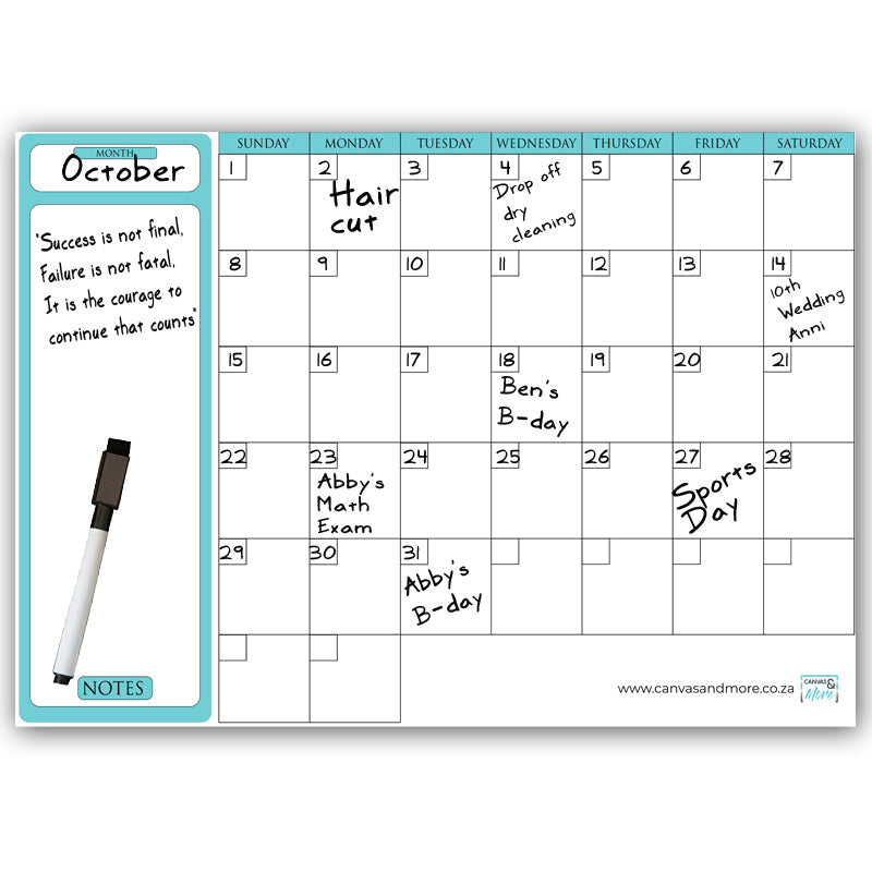 Large Monthly Planner Calendar with 3-in-1 Marker Pen (Vinyl Sticker)