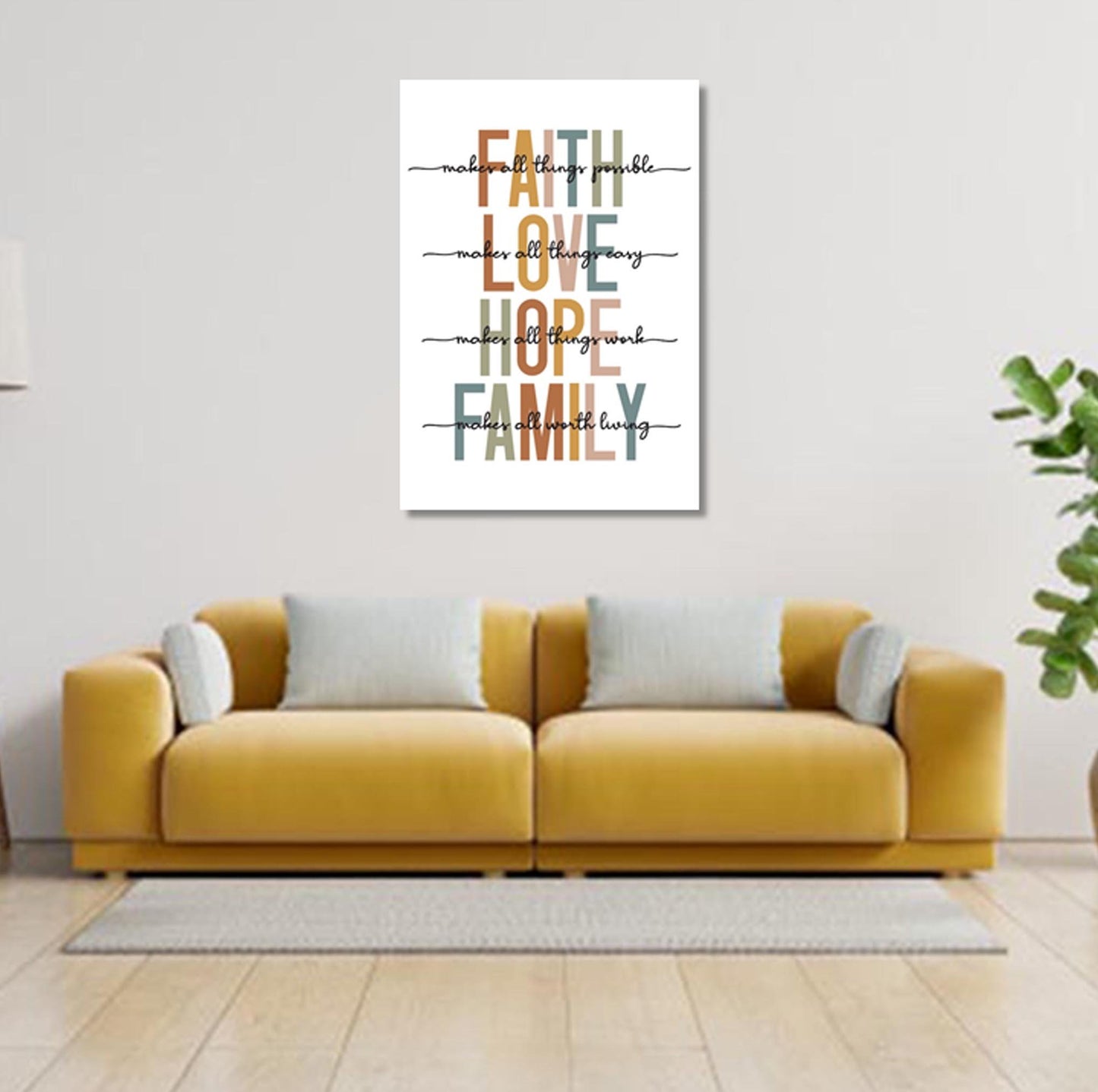 Wall Art Quote: Faith Love Family Canvas & More 
