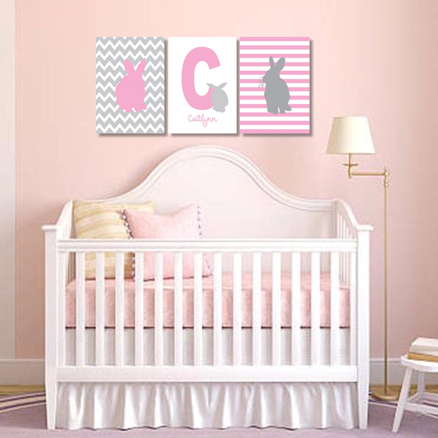 Girls: Set of 3 - Pink Rabbits Canvas & More 