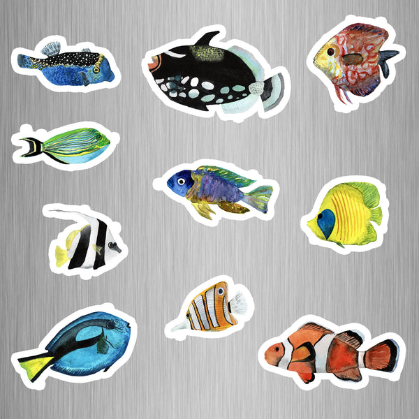 Watercolor Tropical Fish Photo Fridge Magnets - (10 PER PACK)