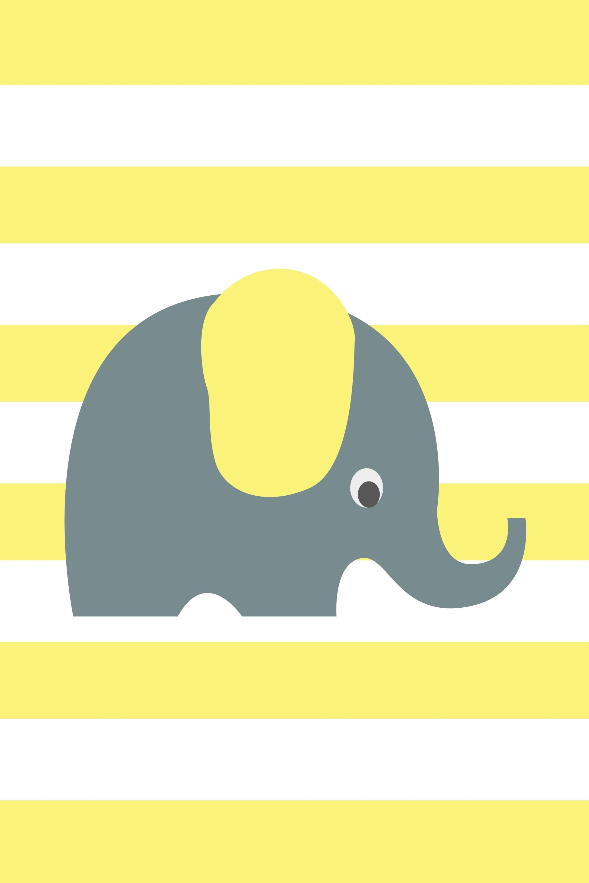 Girls: Set of 3 - Yellow Grey elephant Canvas & More 