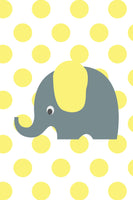 Girls: Set of 3 - Yellow Grey elephant Canvas & More 