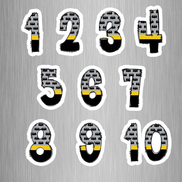 Batman Theme Numbers Photo Fridge Magnets - (10 PER PACK) (UK)