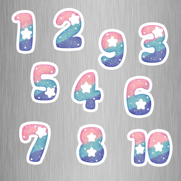 Milky Way Theme Numbers Photo Fridge Magnets - (11 PER PACK) (UK)