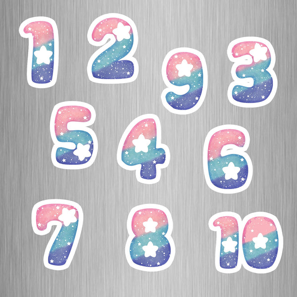 Milky Way Theme Numbers Photo Fridge Magnets - (11 PER PACK)