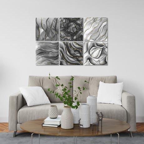 Set of 6 - Silver Ink Canvas & More 
