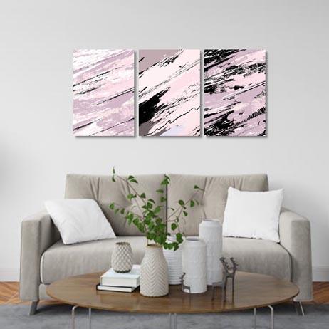 Abstract blush and black - Set of 3 Canvas & More 