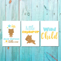 Unisex: Set of 3 - Stay curious little Bear (available in 3 colors) Canvas & More 