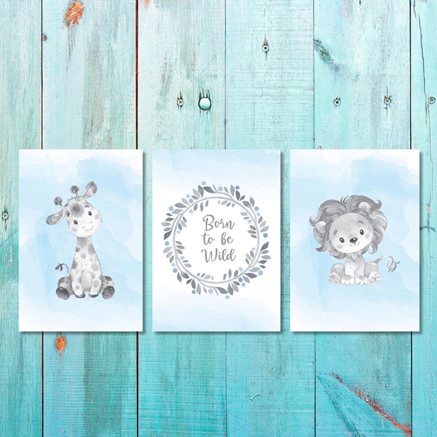 Boys: Set of 3 - Born to be wild grey animals Canvas & More 