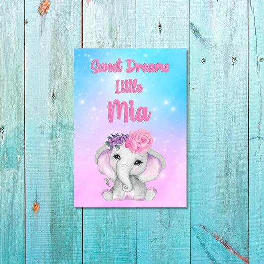 Girls: Set of 1 - Sweet Dreams Elephant Girl Canvas & More 