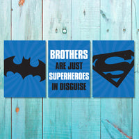 Boys: Set of 3 - Brothers are just Superheroes in disguise (Blue) Canvas & More 