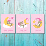 Girls: Set of 3 - Sleepy Baby Girl Bear Canvas & More 