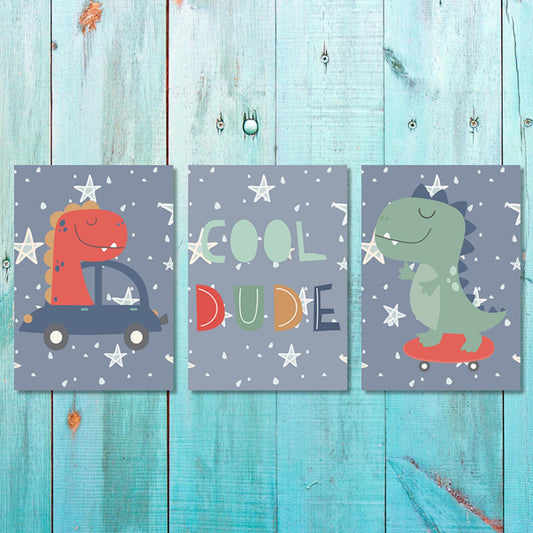 Set of 3 Boys Dino Dude 1 Canvas & More 