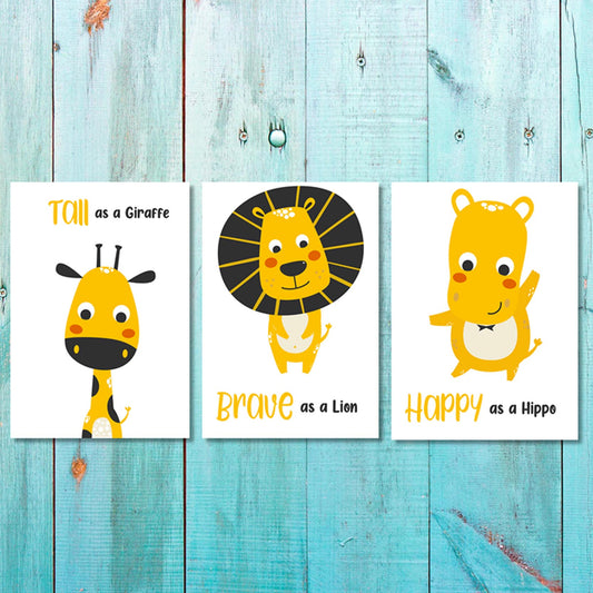Set of 3 Unisex Brave Animals Canvas & More 