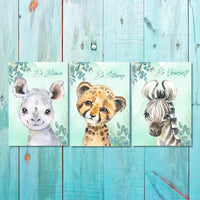 Unisex: Set of 3 - Cute Safari Set with Sayings Canvas & More 