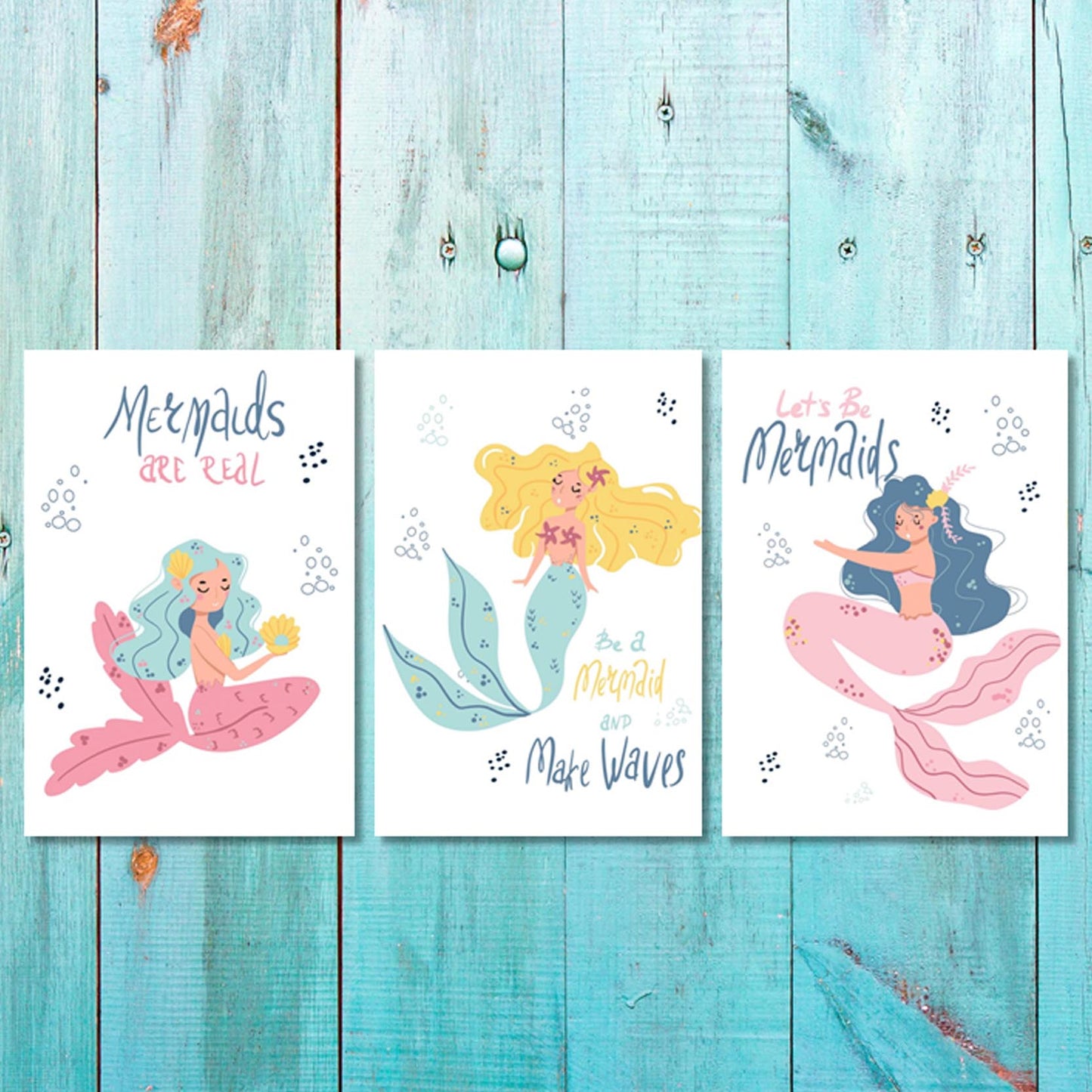Girls: Set of 3 - Lets-Be-Mermaids (2) Canvas & More 