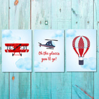 Boys: Set of 3 - Oh the places you'll go Canvas & More 