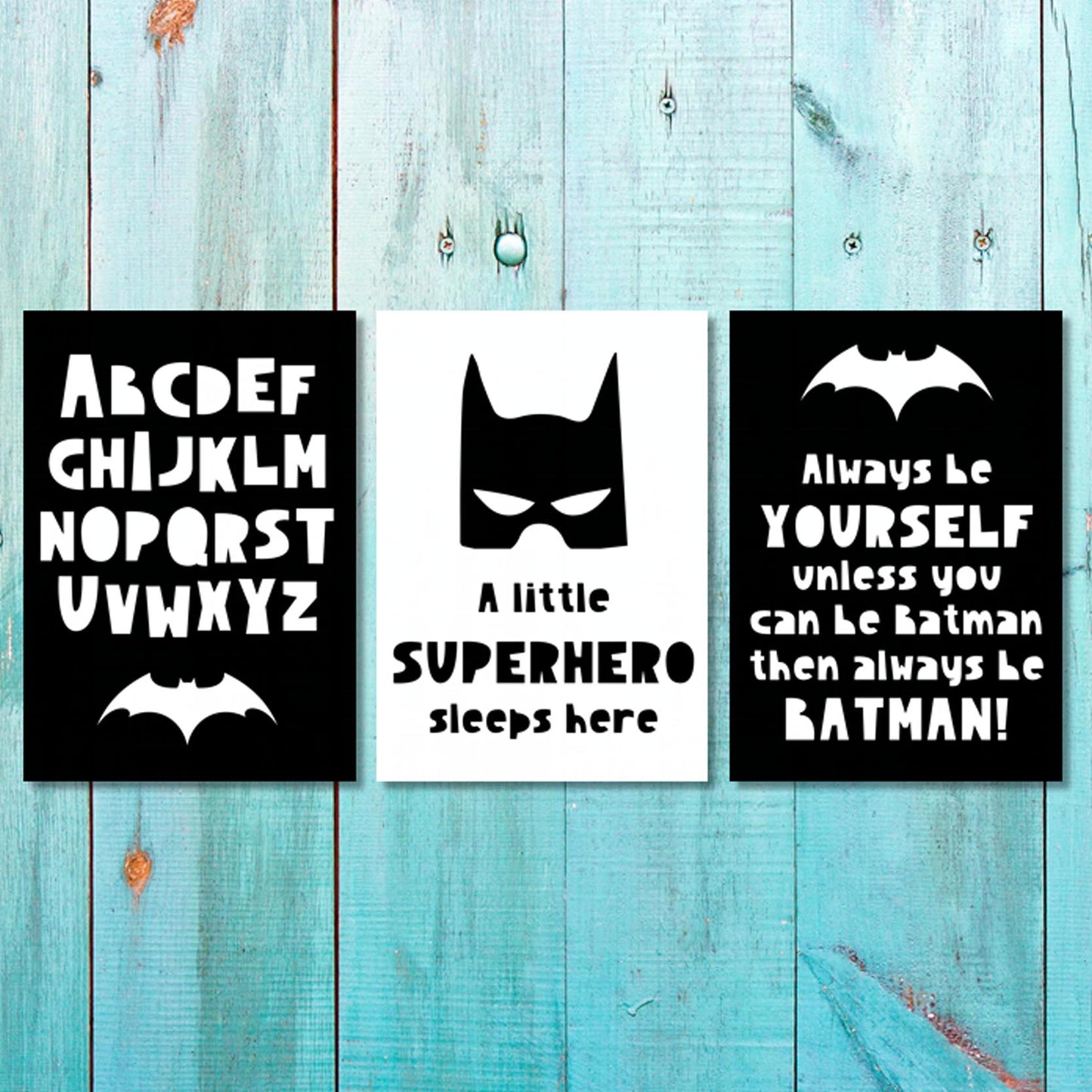 Boys: Set of 3 - A little Superhero sleeps here Canvas & More 