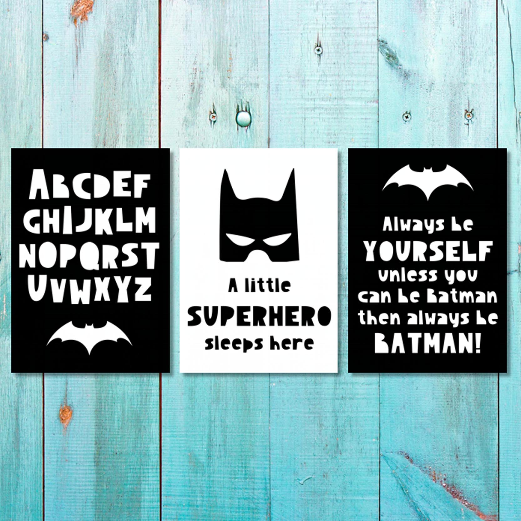 Boys: Set of 3 - A little Superhero sleeps here Canvas & More 