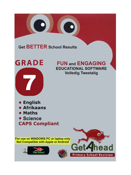 USB - Grade 7 CAPS Educational Software - Maths, English, Afrikaans, Science