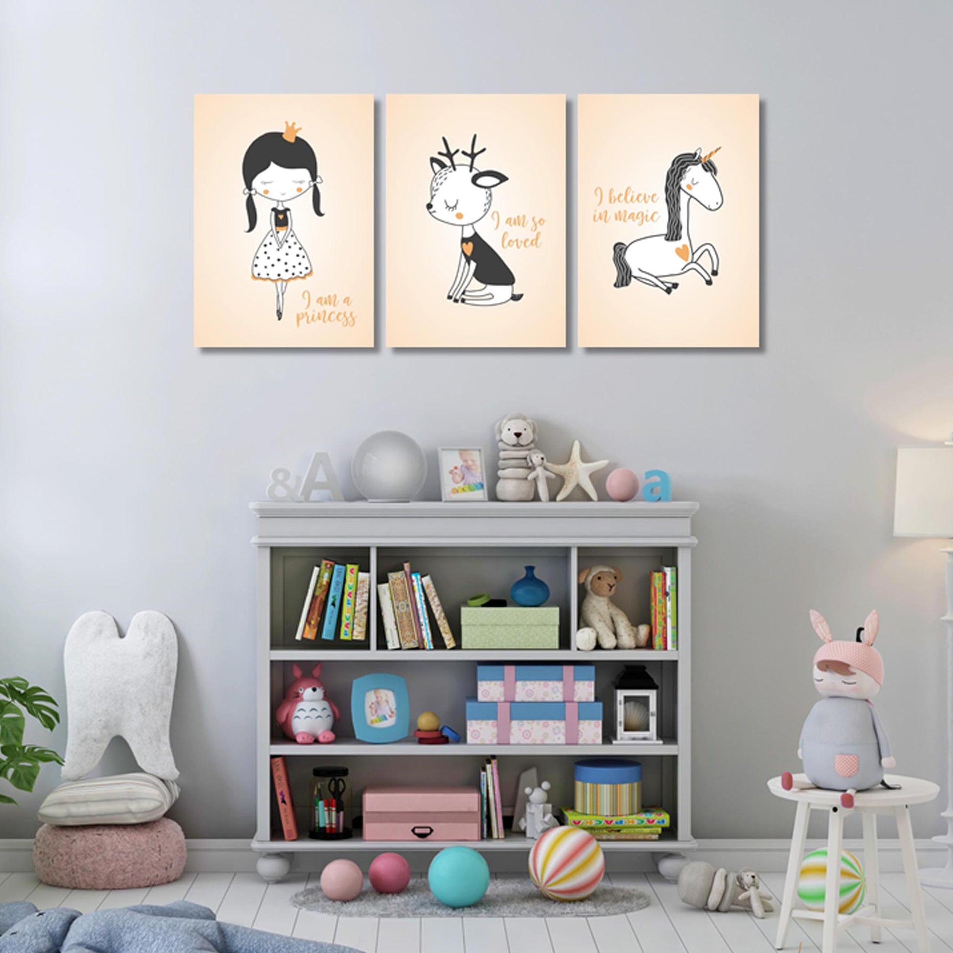 Girls: Set of 3 - Princess girl Canvas & More 